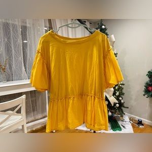 Anthropologie Sunshine Cascade: Ruffled Hem and Sleeved Summer Top